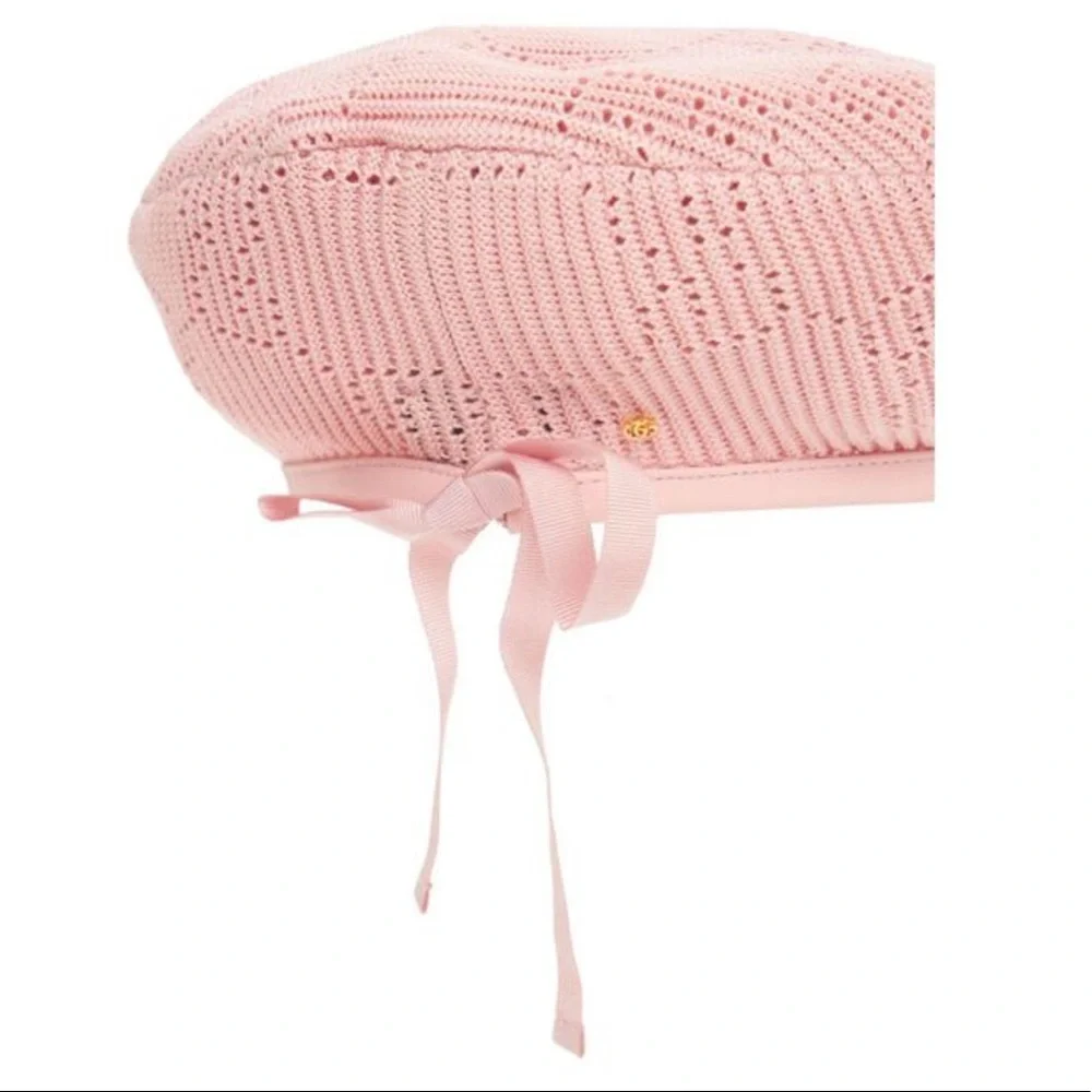 Gucci Beret Crochet Perforated Hat Pink Size Medium - Picture 6 of 15